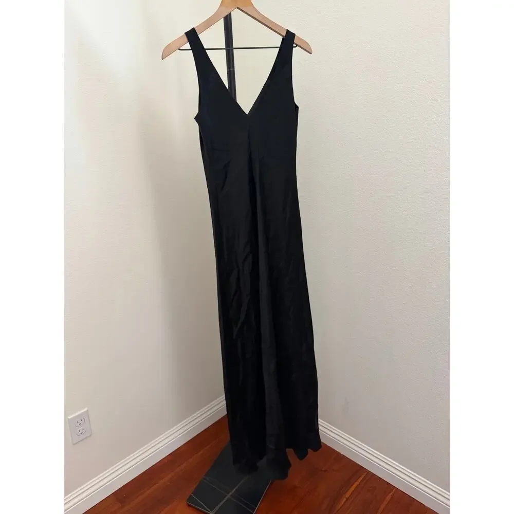 New Vince satin V-neck maxi slip dress size XS - Picture 3 of 4